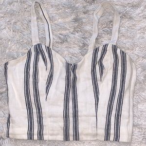 White and black stripe crop top in size XS